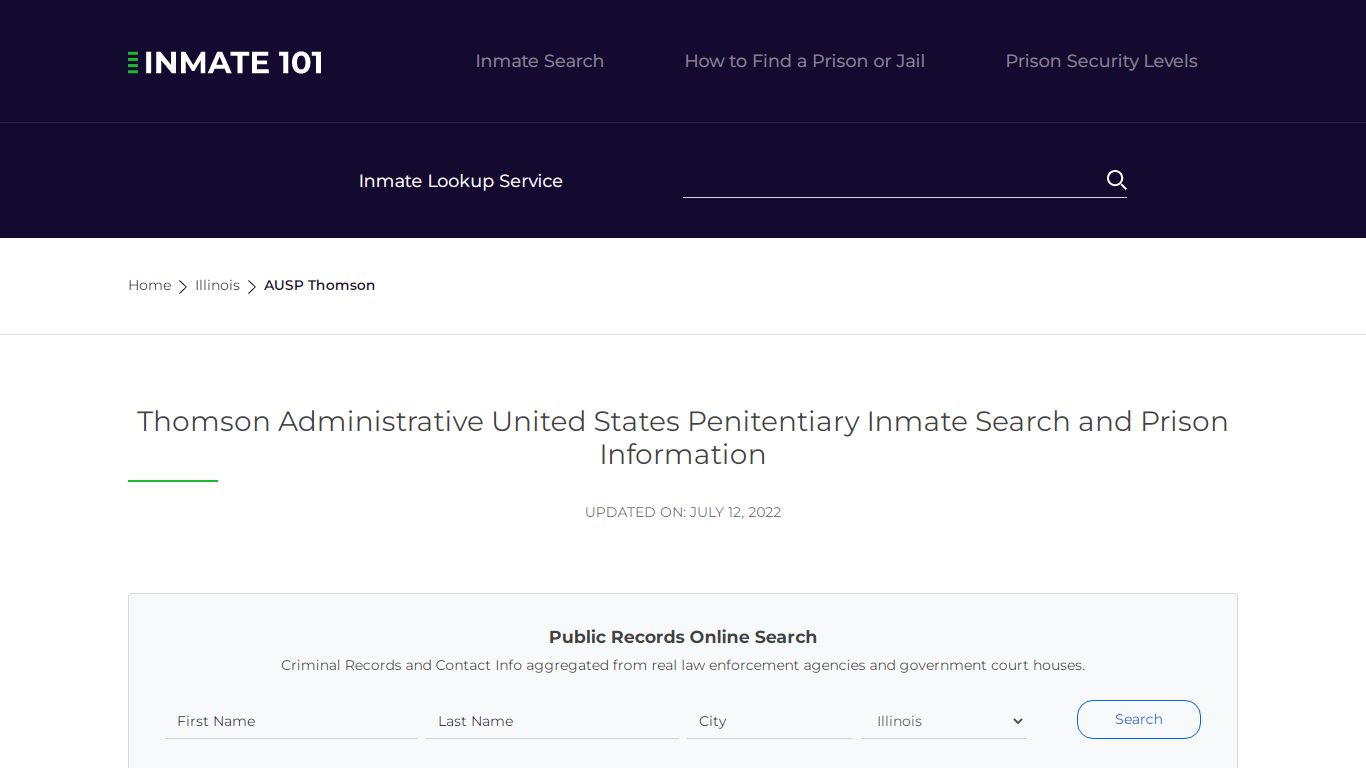 AUSP Thomson Inmate Search | Lookup | Roster